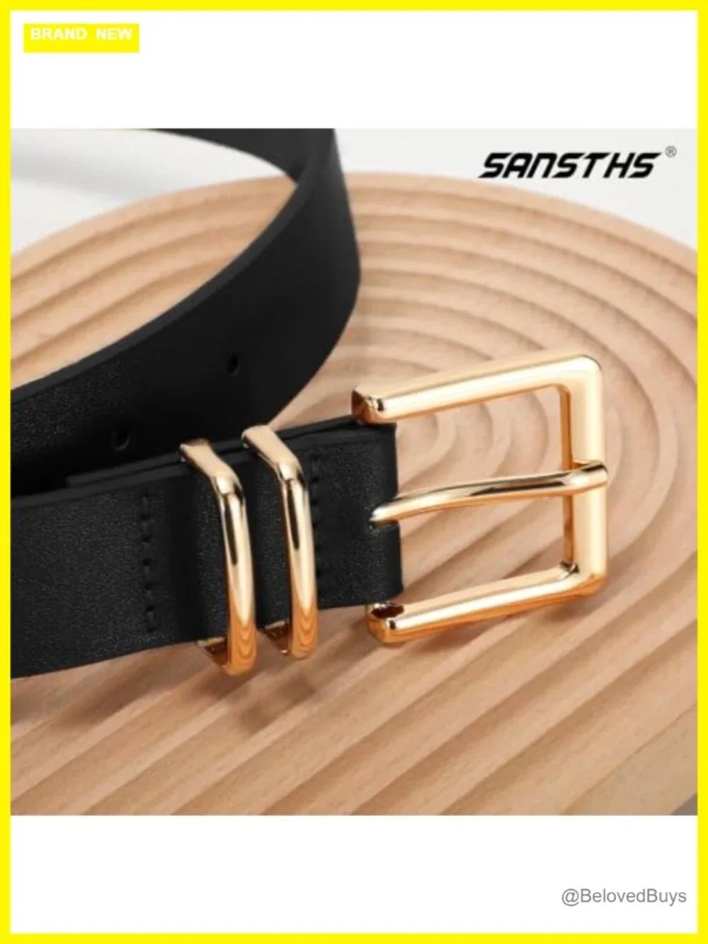 Faux Leather Women's Belt 3 Pack Gold Square Buckle